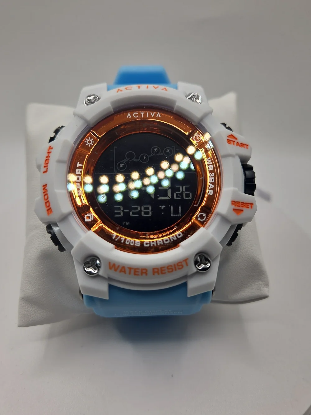 Activa White and Light Blue Digital Sports Watch